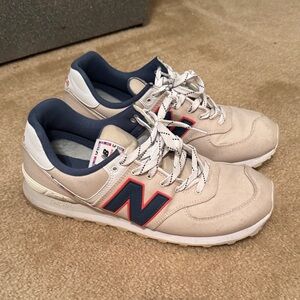 New Balance Cream and Navy Sneakers